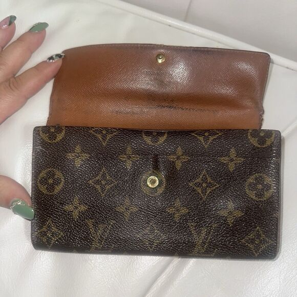 Authentic Louis Vuitton LV Long Wallet Portefeuille Sarah Brown Monogram - Picture 3 of 11